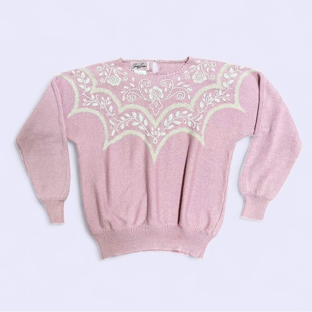 Vintage 80s Jaclyn Smith Baby Pink Sweater – Size Medium